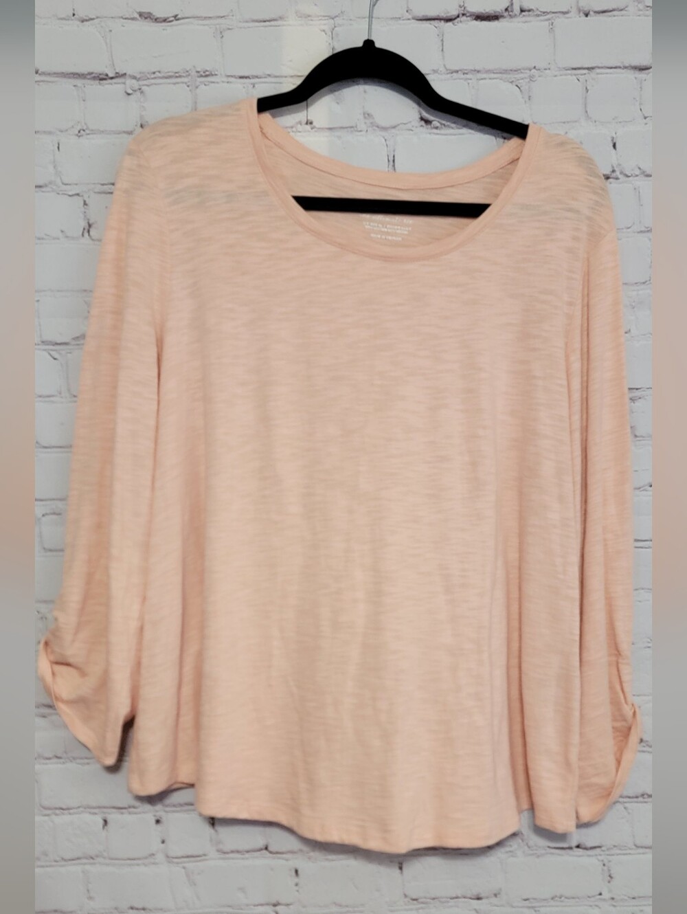 Chico's Light Peach Women's Long Sleeve Scoop Neck Top XL